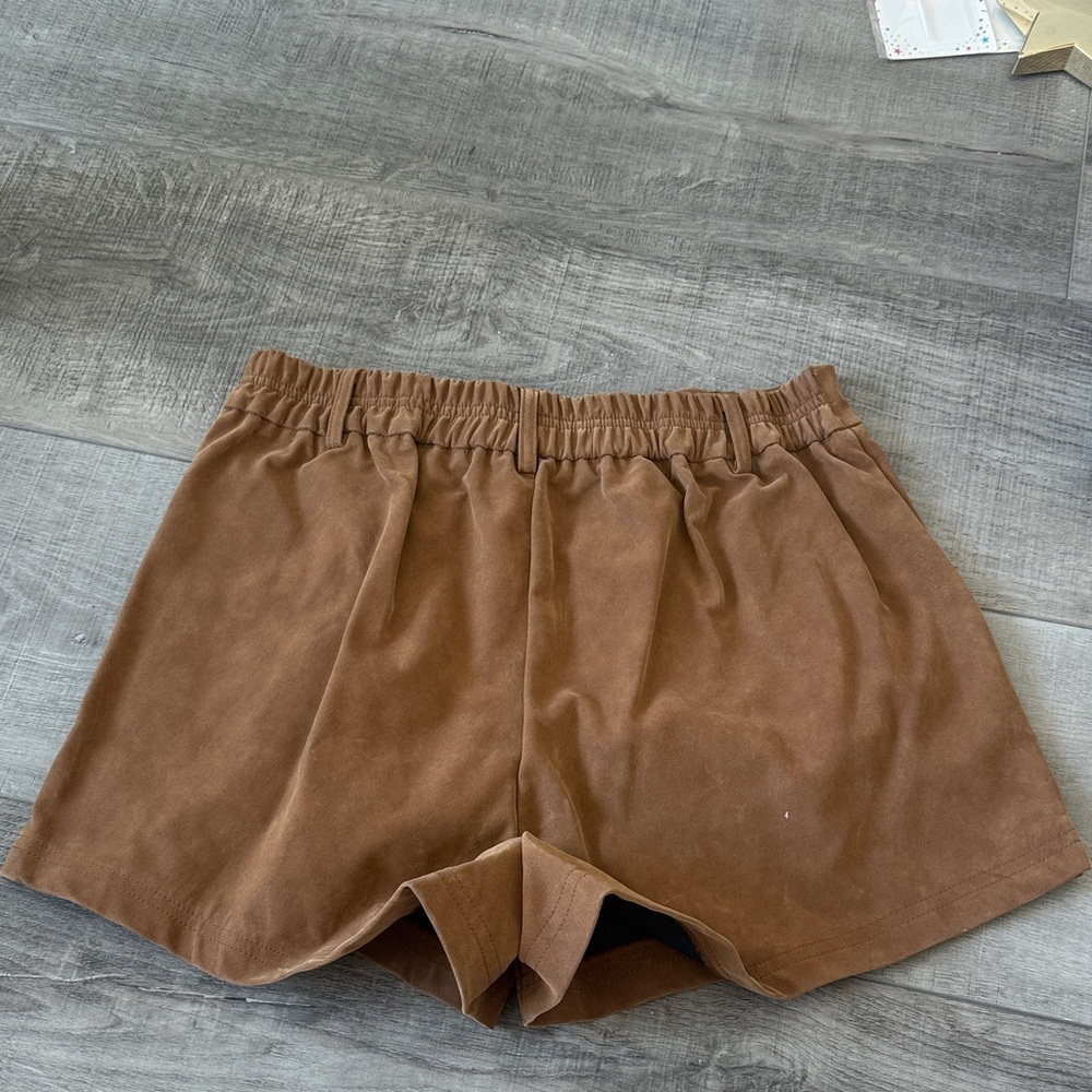 Free people MEDIUM mocha tan roma vegan suede shorts - Picture 2 of 3